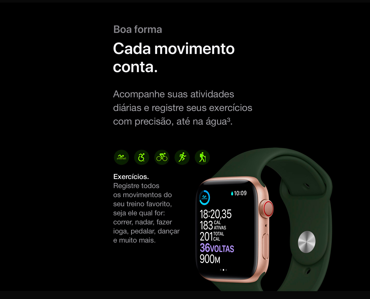Apple Watch Series 6 (GPS) 40mm Caixa Dourada de Alumínio com Pulseira Esportiva Areia-Rosa